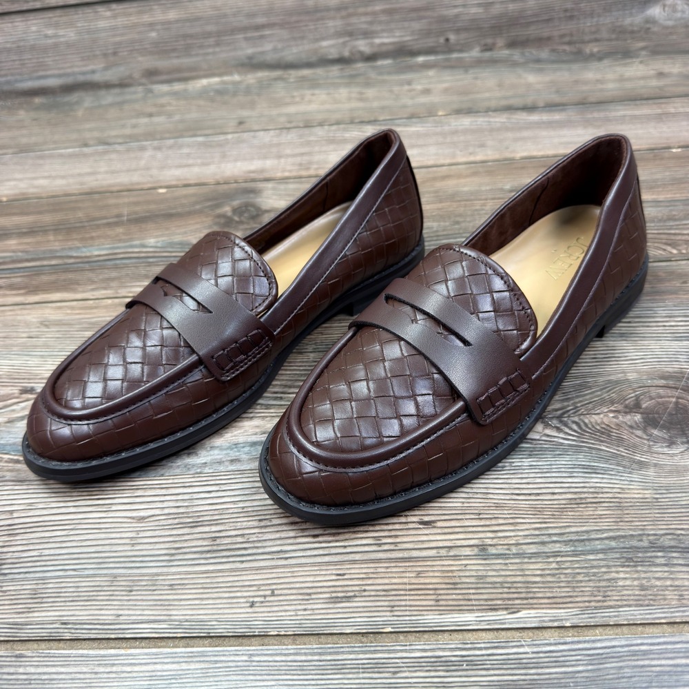 J.Crew Womens Size 7.5 Textured Flex Penny Loafers Brown Woven CR258